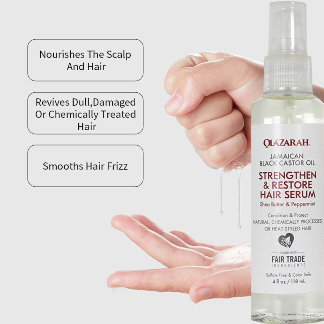 OLAZARAH Jamaican Black Castor Oil Strengthen & Restore Deep Hair Conditioner & Restore Hair Serum (Set) - for Damaged Hair, Detangling, Hair Growth, and Softening, 13 Fl. oz.