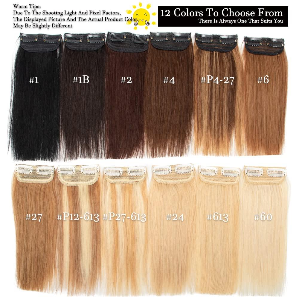 FEIPRO FEIPRO Short Hair Extensions for Thinning Hair Volume Insert Clip Human Hair Straight Natural Invisible Lady Parts Frontal Bangs Toppers for Women With Short Hair 12 Inch #60 Platinum Blonde