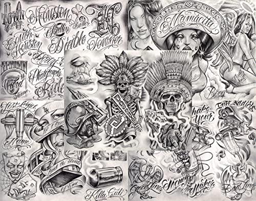 Tattoo Life Boog From The Streets With Love Gangsta Style Tattoo Flash 10 Sheet Set 11x14" I, Great Tattoo Shop Investment For Display, Lowrider Artwork
