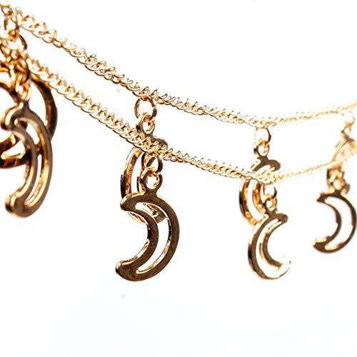 Fdesigner Fdesigner Boho Gold Moon Hair Chain Head Chain Layered Headpiece Festival Hair Accessories for Women and Girls