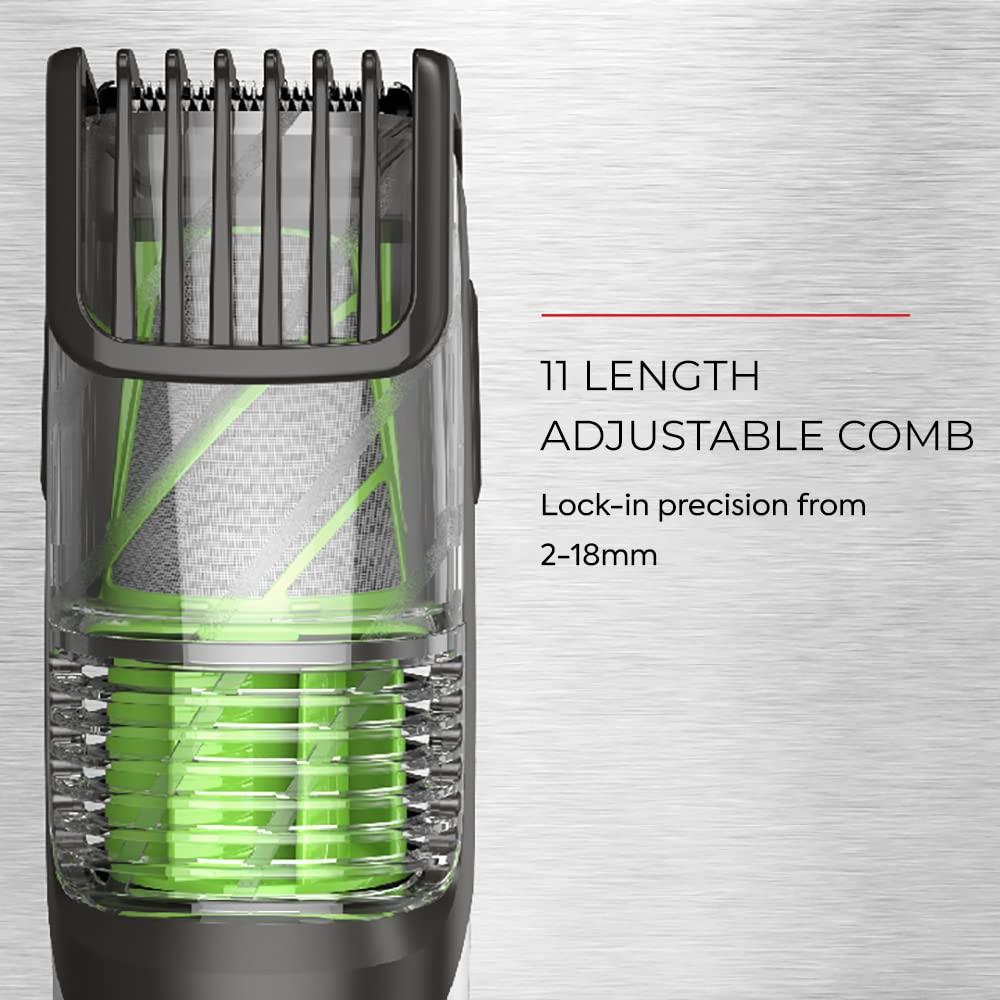 Remington Remington Vacuum Beard Trimmer,13 Length and Style Settings with Adjustable Length Comb (2-18mm),Vacuum Trimmer for Beard, Mustache, and Stubble, Rechargeable Lithium Power, Washable, Removable Blades