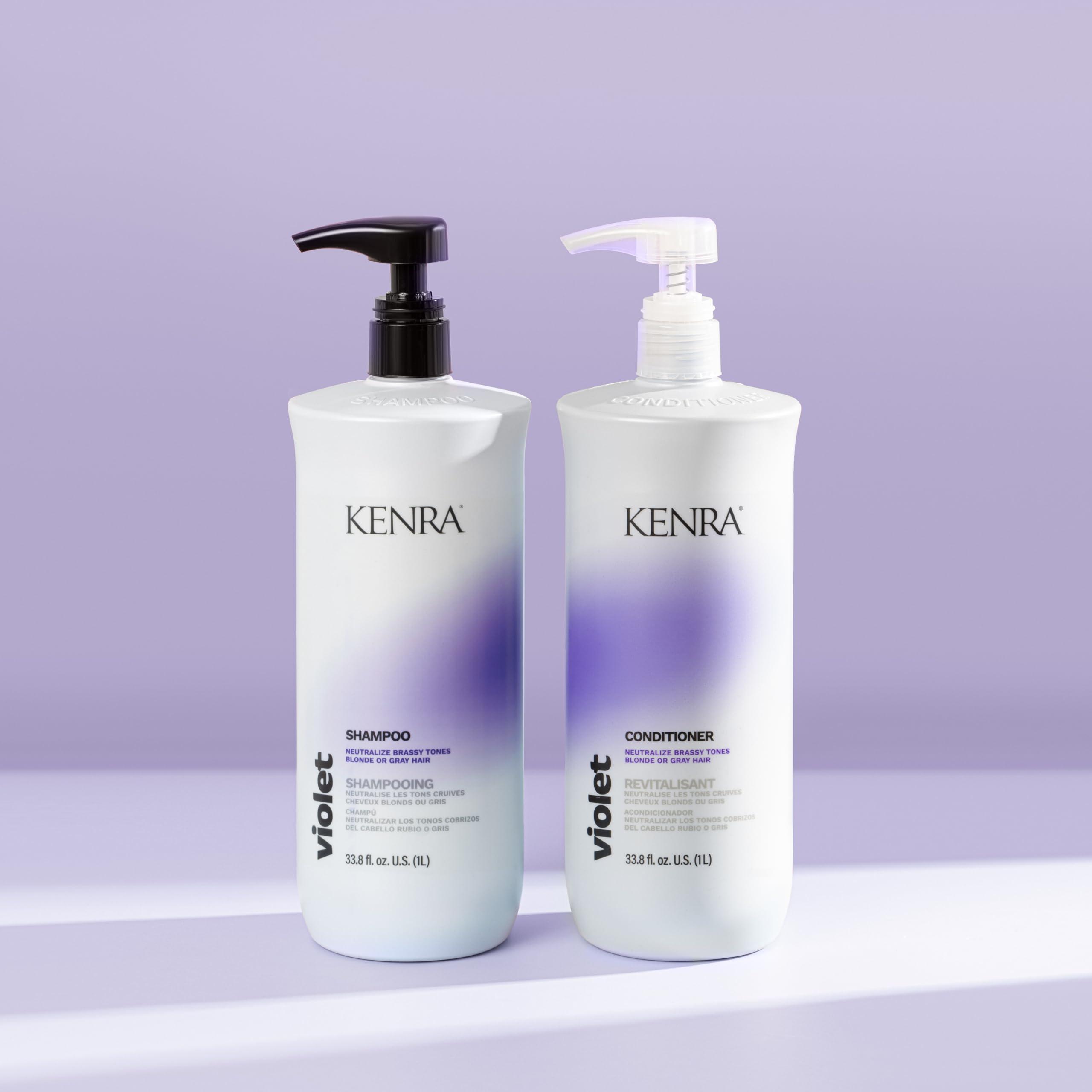 Kenra Professional Kenra Violet Shampoo & Conditioner Set | Eliminates Brassy Tones | Purple Pigment + Deposit | Neutralizes Yellow | Moisturizes Processed Hair | Enhances Vibrancy of Blonde or Gray Hair | Liter Duo