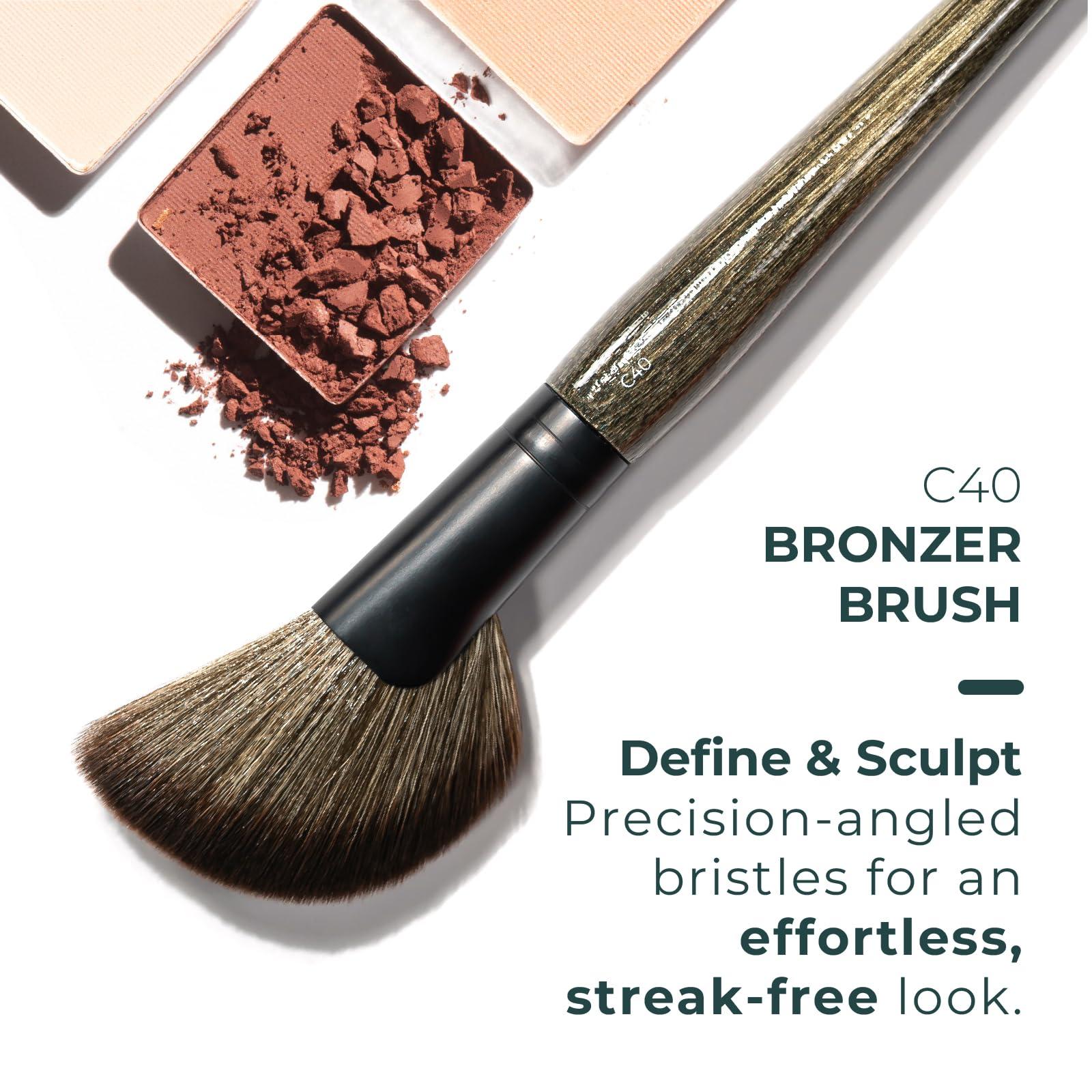 Rose and Ben Beauty Rose and Ben Beauty C40 Bronzer Brush & C41 Blush Brush Bundle | Professional Brushes for Flawless Bronzer, Blush, Powder & Contour Application | Angled, Non-Shedding, Cruelty-Free