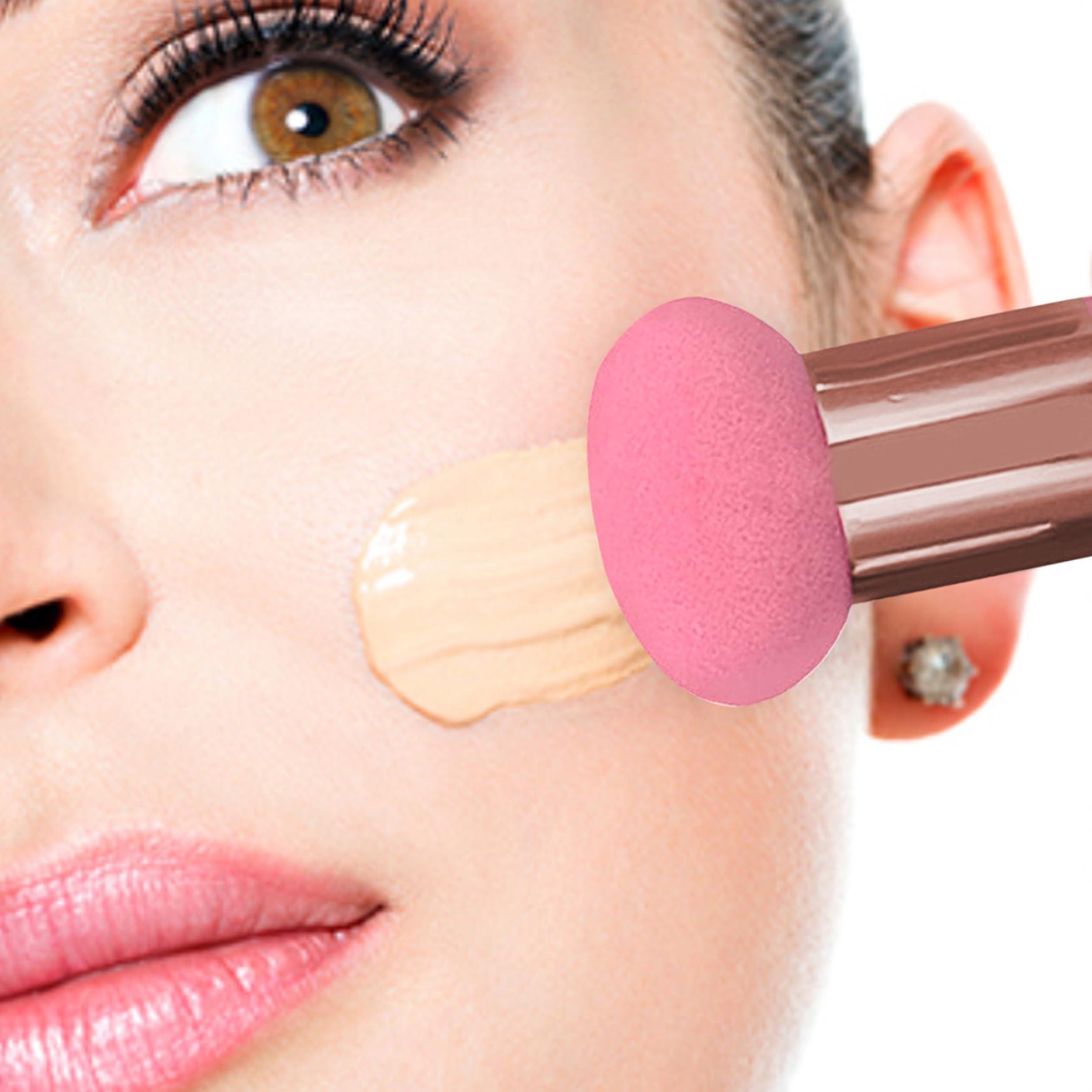 Pesoncarl Foundation Sponge,3PCS Foundation Applicator, 3 Styles Wet Dry Large Makeup Sponge with Handle, Soft Elastic Blending Sponge for Makeup