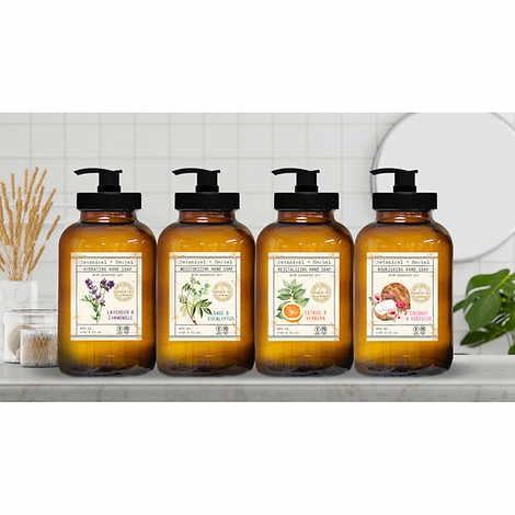 Home and Body Company Home and Body Company | Apothecary 101 | 4 Hand Soaps | Hand Wash Ultra Moisturizing Formula in Glass Bottles (Sage/Eucalyptus, Coconut/Hibiscus, Lavender/Chamomile, Citrus/Verbena)