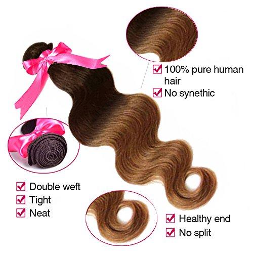 USTAR 6A Body Wave Bundle, 100% Peruvian Human Hair Weave Weft Beautiful Dip Dyed Ombre Two-Tone - 26 Inch