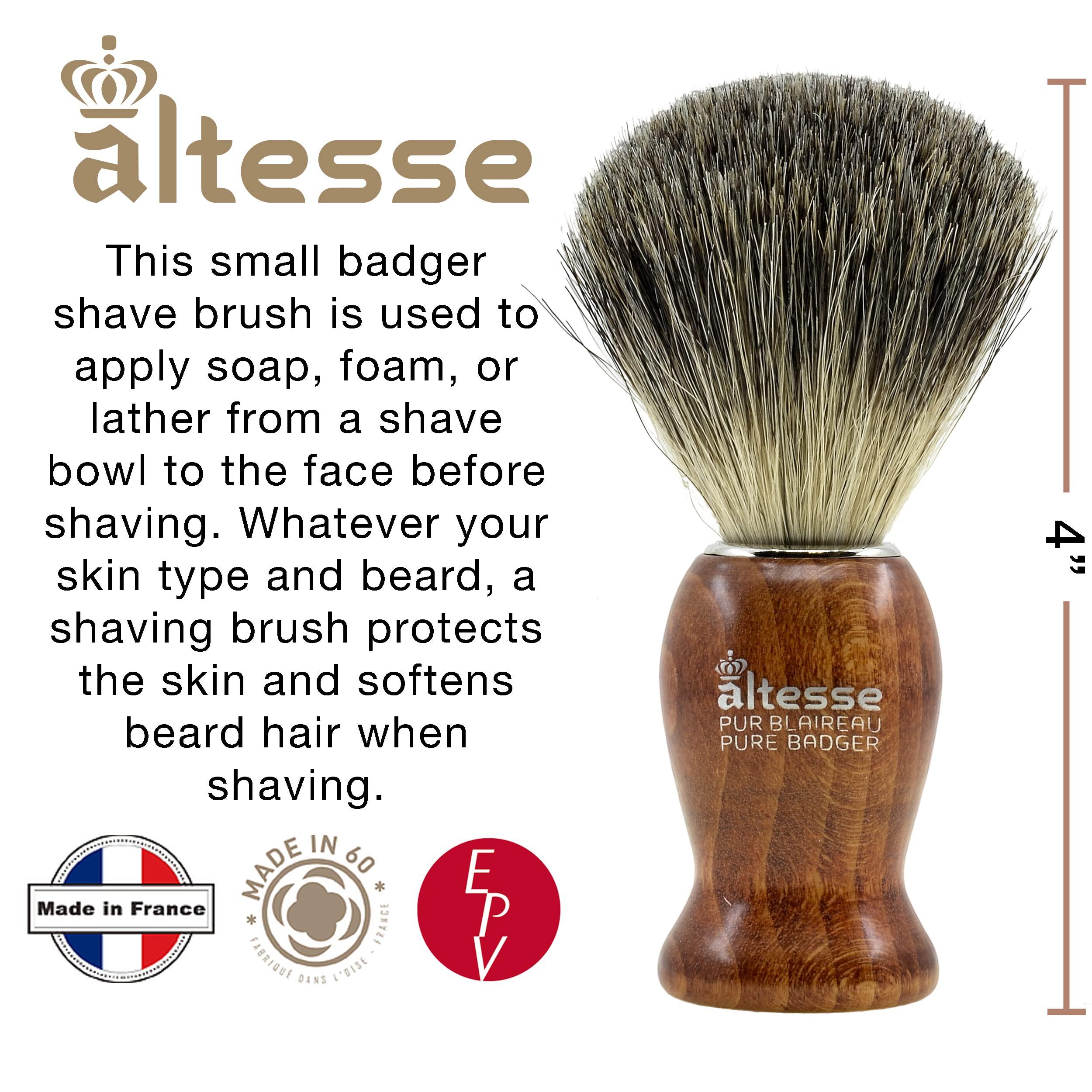 Altesse Altesse 78310 Russian Grey Badger Shaving Brush for Shave Cream, Shaving Soap, Shaving Cream Foam and Lather for Wet Shave With Shaving Razor, Safety Razor, and Straight Razor. Made in France