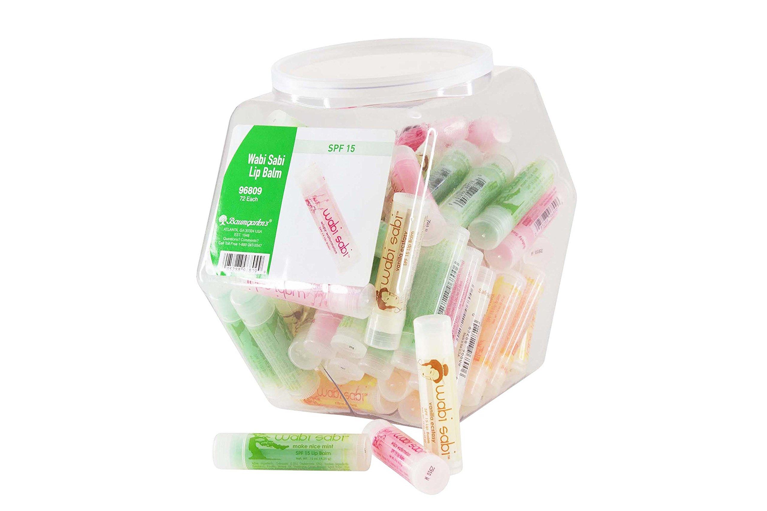 Baumgartens Baumgartens Wabi Sabi Lip Balm Hexagonal Tub Display of 72 Assorted Colors (96809)