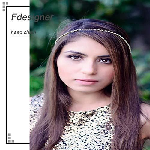 Fdesigner Fdesigner Boho Crystal Head Chain Wedding Hair Accessories Headpiece Fashion Festival Hair Jewelry Headdress for Women (Silver ?)