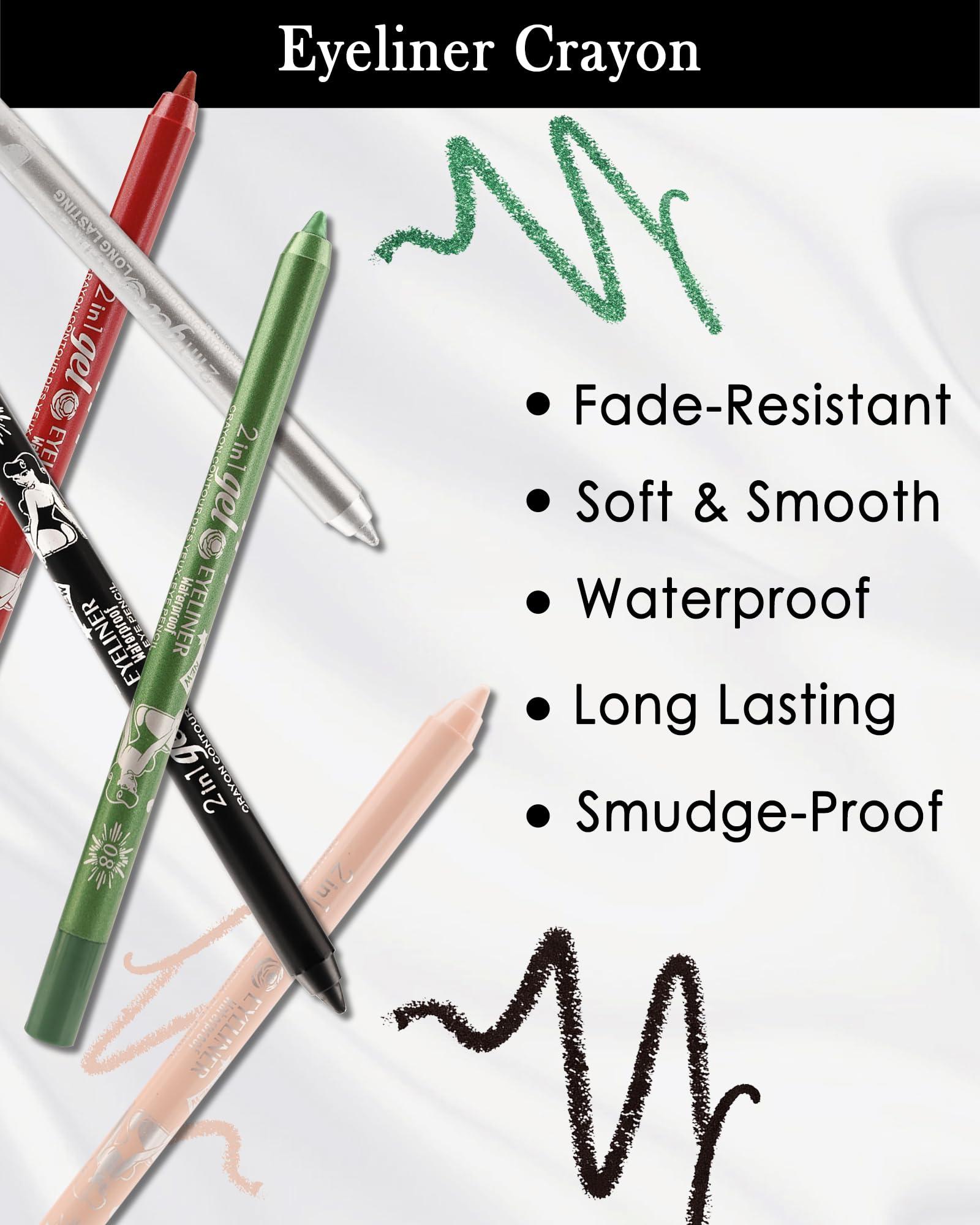 Lestpola Teal Eyeliner Pencil Gel, Multi-Use Cream Eyeliner Waterline Waterproof Smudge-Proof Long Lasting, Eye Liner Brightener Pencil with Sharpener, High Pigmented Cruelty Free Colored Delineador De Ojos-09