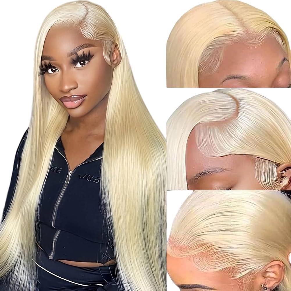 COUGARBEAUTY COUGARBEAUTY 24 Inch Lace Front Wig Human Hair Straight HD Lace Frontal Wig Human Hair 13x6 200 Density Glueless Wigs Human Hair Pre Plucked with Baby Hair for Women Natural Black Human Hair Wig