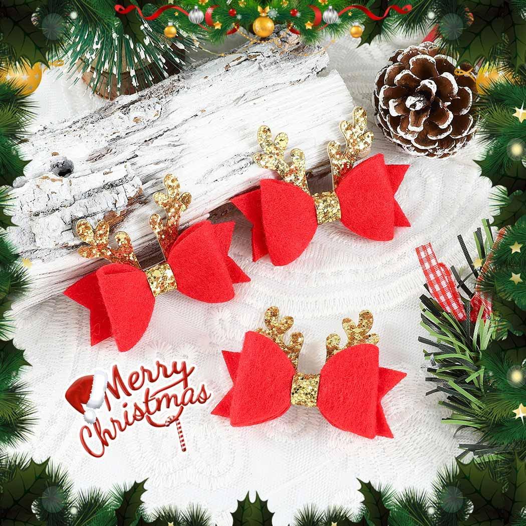 EVILD Evild Christmas Bow Hair Clips Sequins Bow Barrettes Alligator Clip Hair Bows Cute Glitter Antlers Hairpins for Girls(Pack of 3)
