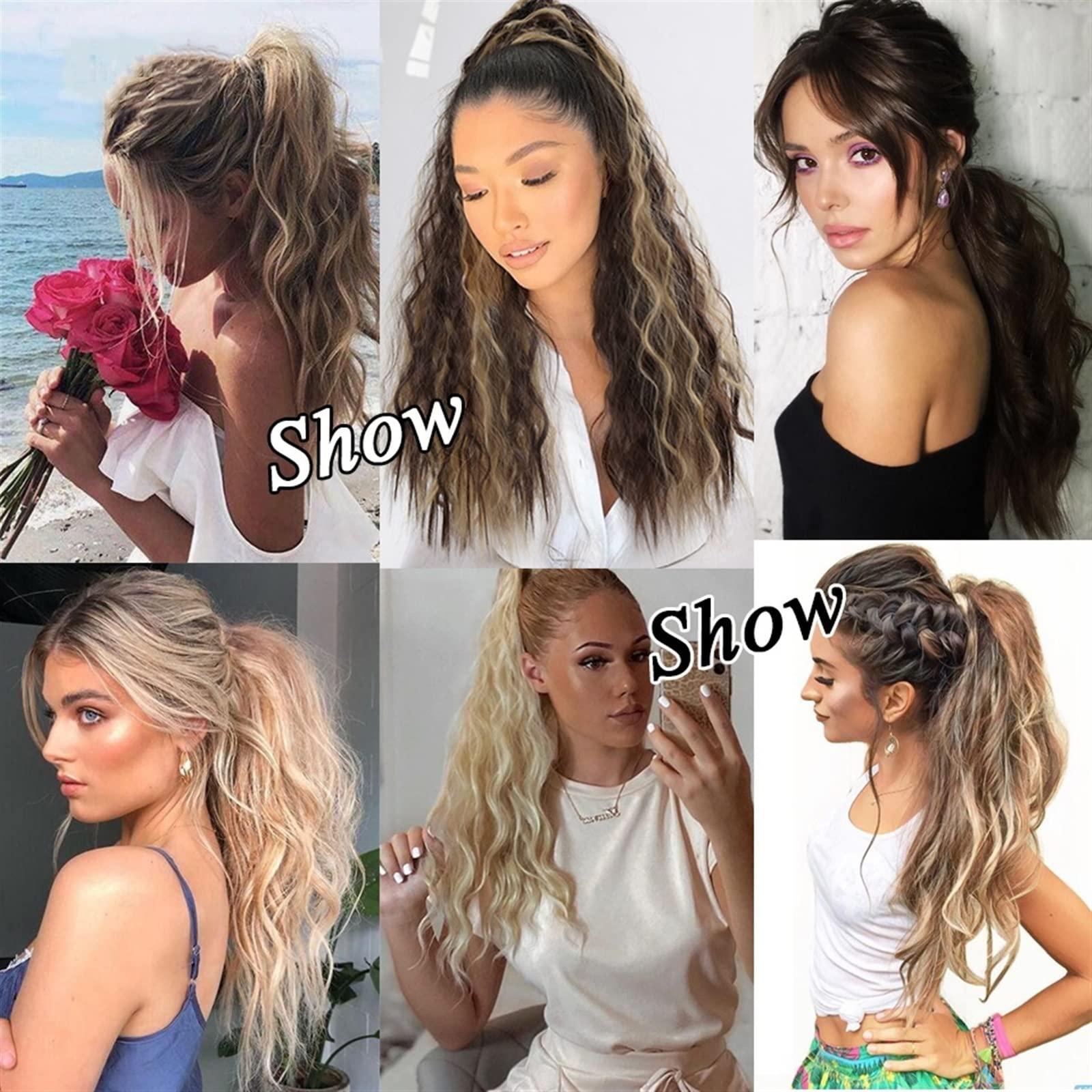 NASTYA NASTYA Messy Bun Hair Piece for Women Synthetic Long Curly Ponytail Bun Ladies Wig 20 Inch Curly Claw Clip Fluffy Ponytail Extended Heat Resistant Fiber Wig Hair Extensions Hair Scrunchies(01)