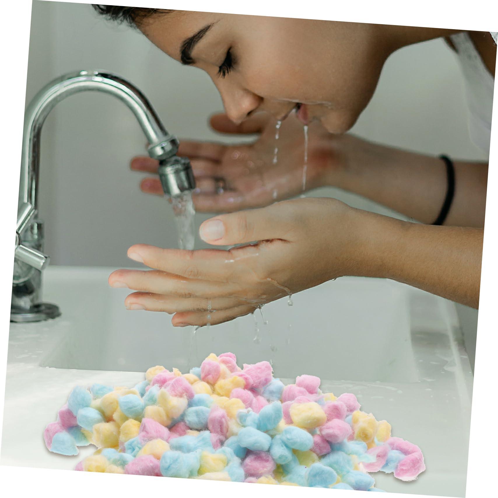 VINTORKY VINTORKY Soft Cotton Balls for Newborns 500 Balls in Pink Yellow Blue Face Cleaning Makeup Removal