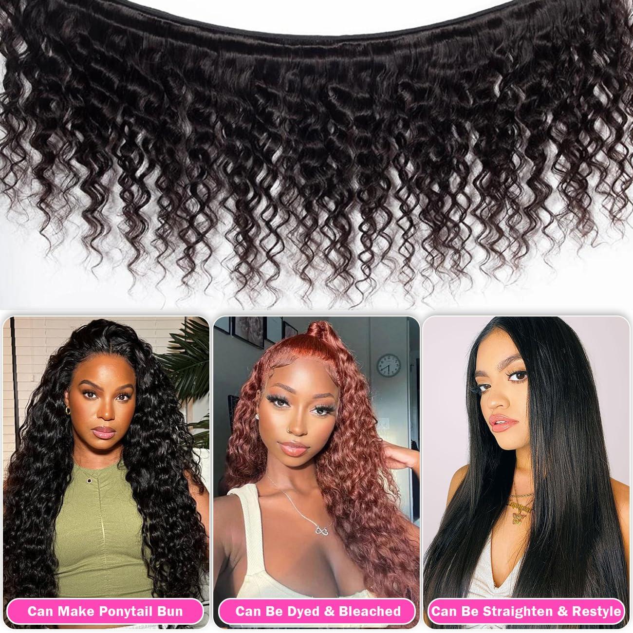 Iwig Iwig Loose Deep Wave Bundles Human Hair 14 16 18 Unprocessed Virgin 3 Bundles Brazilian Wet and Wavy Loose Deep Curly Wave Human Hair Weave Bundles Natural Black