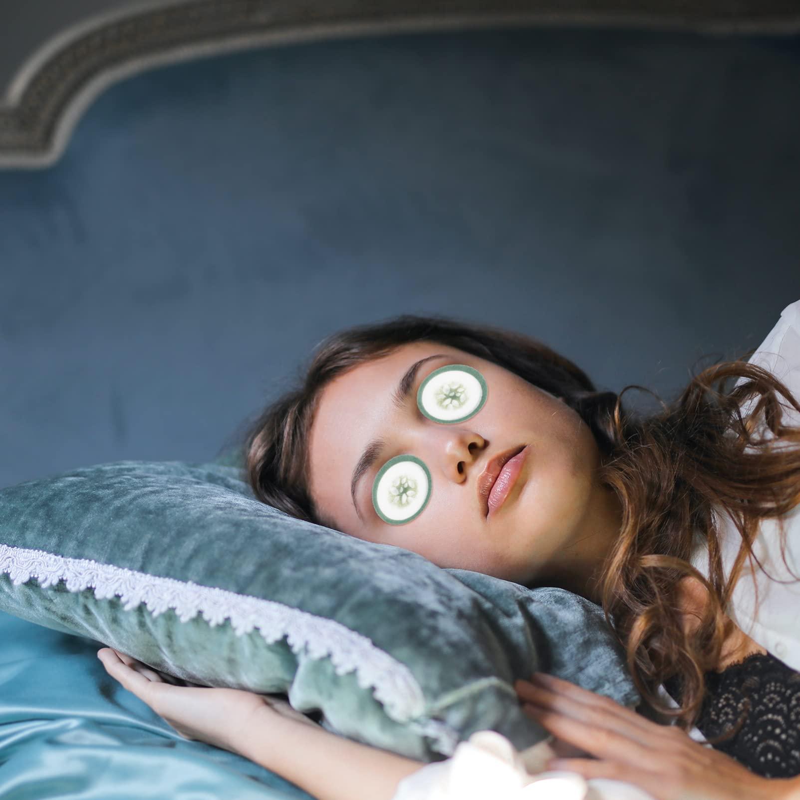 Mobestech Cucumber Eye Pads Disposable 100 Pads Non-woven Eye Masks Soothing Spa Cooling Eye Patches with Fruit Vegetable Extracts for Eyes Reduce Dark Circles