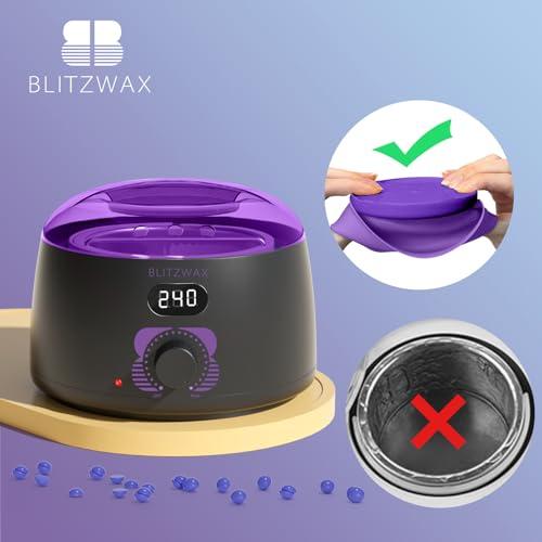 BLITZWAX BLITZWAX Digital Waxing Kit for Women and Men Hair Removal with 1.3lbs Lavender&1.3lbs Cream Wax Beans for Eyebrow, Body, Brazilian, Bkini and Sensitive Skin, Hot Wax Beads Kit for Home and Salon Use