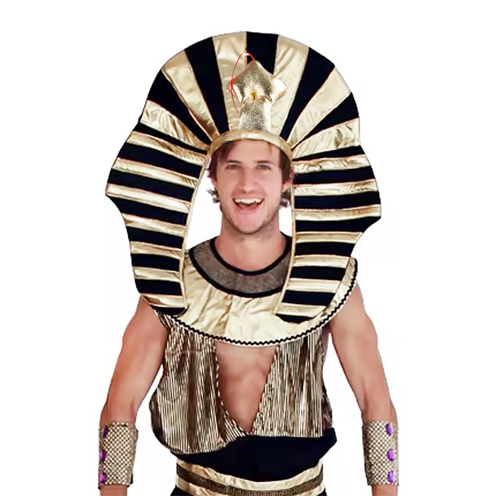NICEYST NICEYST Egypt Pharaoh Hat Gold Egyptian Headpiece King Tut Costume Pharaoh Headdress Halloween Egyptian Costume Accessories