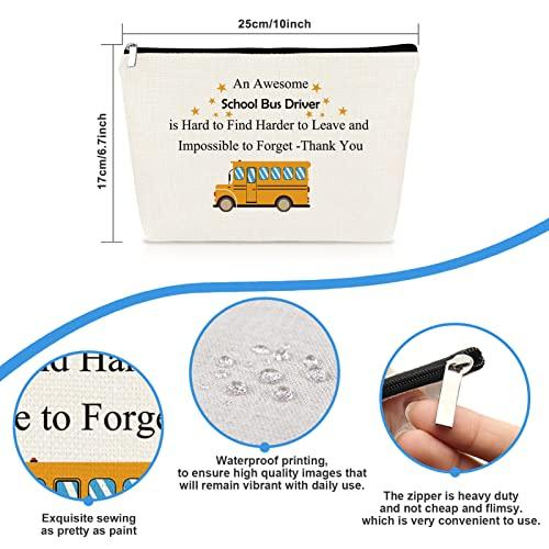 Mikela School Bus Driver Appreciation Gifts Bus Driver Makeup Bag Gifts For Women Thank You Gift for Bus Driver Cosmetic Bag School Bus Driver Christmas Retirement Gift Back to School End Of Term School Gift