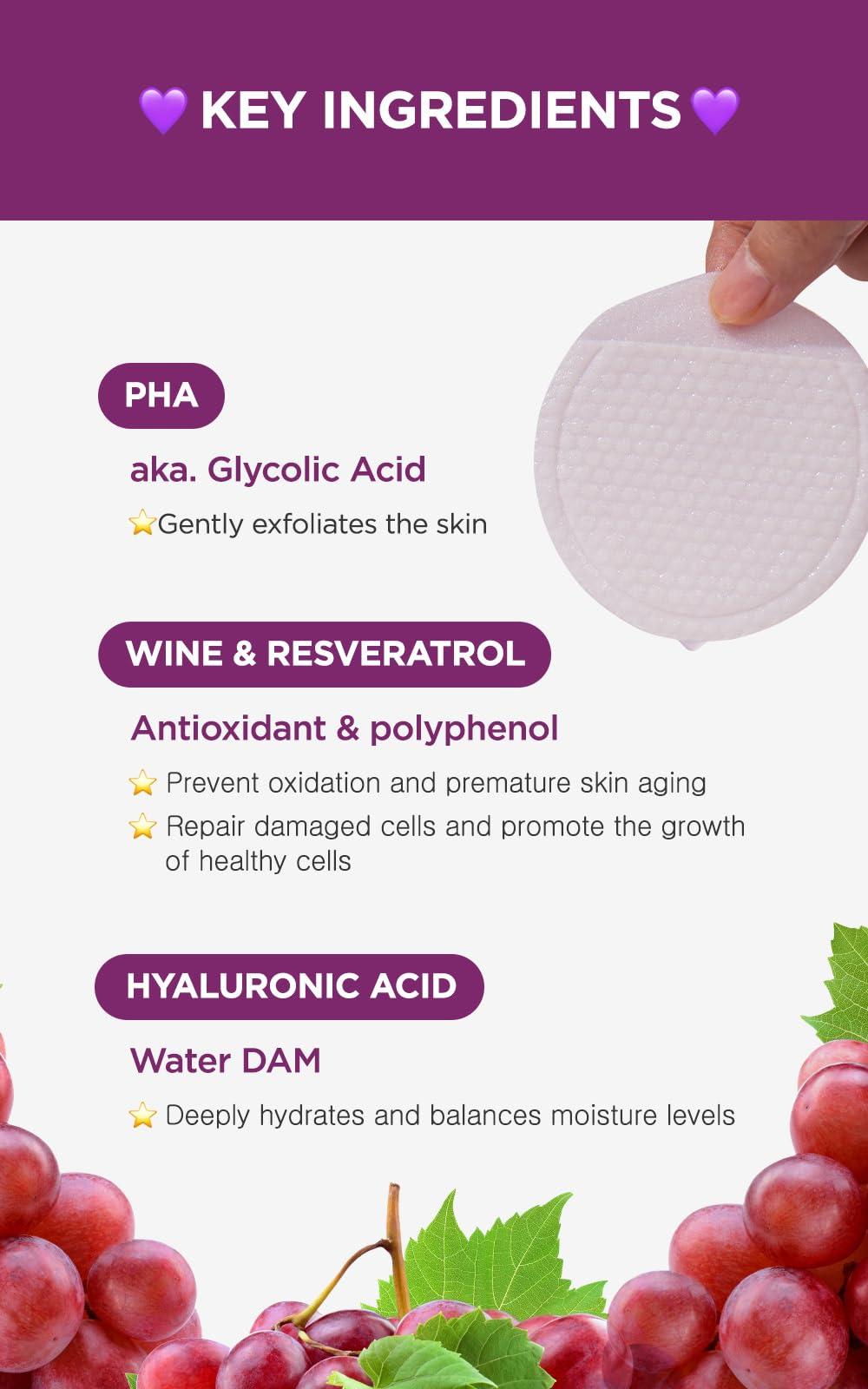 DERMALOGY by NEOGENLAB DERMALOGY by NEOGENLAB Bio-Peel Gauze Peeling Pads (Wine, 30 pads) - Exfoliating & Firming Peeling Pad with PHA & Red Wine & Resveratrol & Acid Hyaluronic - Korean Skin Care