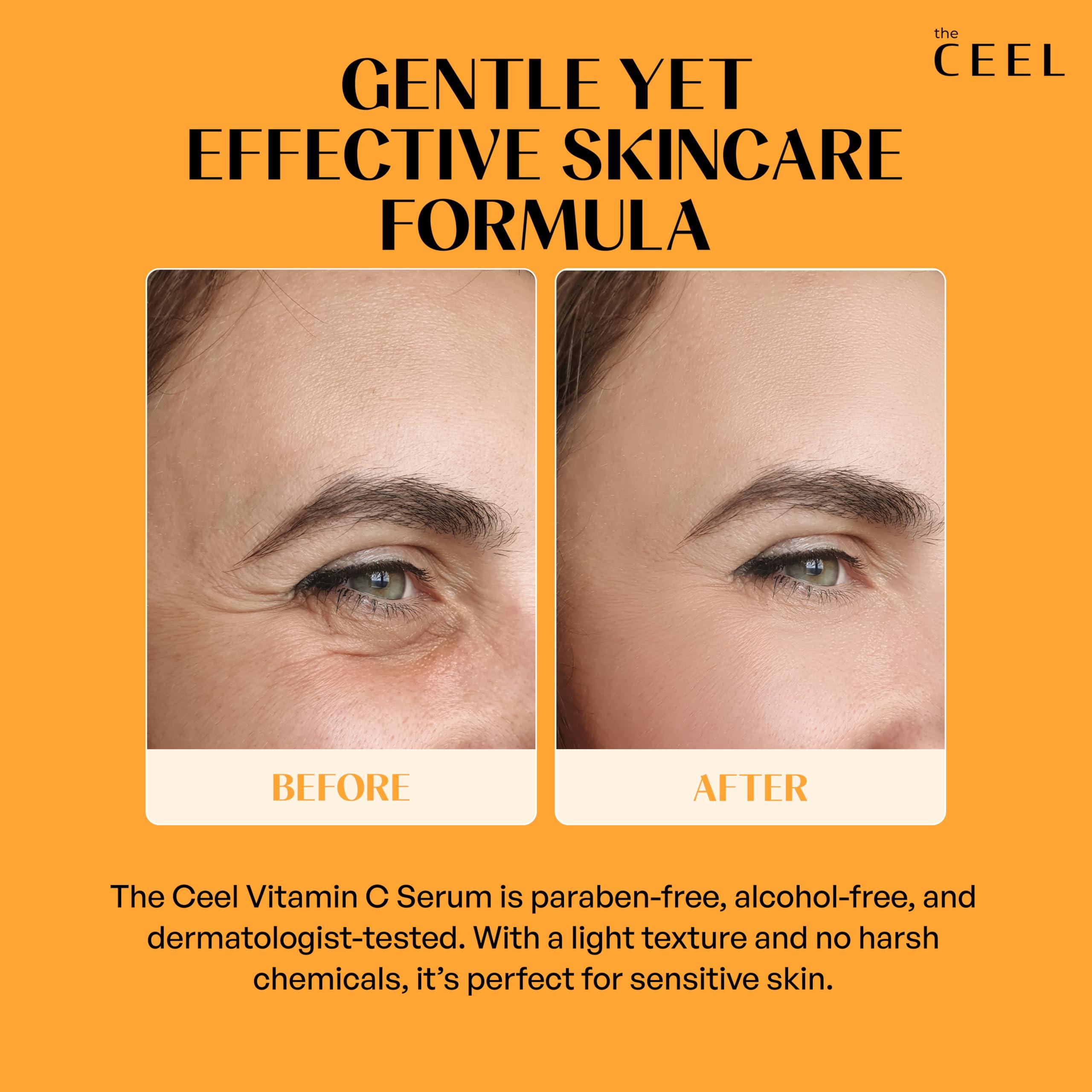 The Ceel The Ceel 20% Vitamin C Brightening Anti-Aging Serum for Face with Ascorbic, Ferulic Acid & Vitamin B5 - Paraben & Perfume Free Skin Care Formula for Hydration, Wrinkles, Dark Spots, & Radiance - 30ml