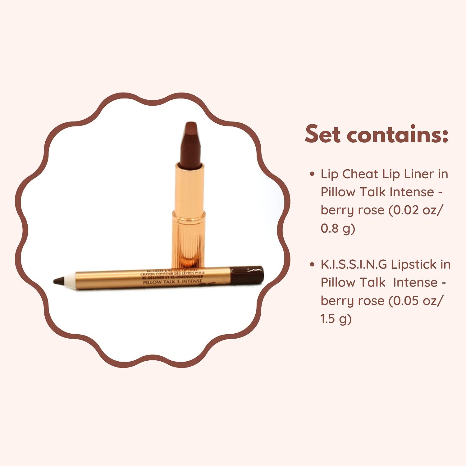 CHARLOTTE TILBURY CHARLOTTE TILBURY Mini Pillow Talk Duo Lip Kit Pillow Talk Intense - Travel Size Lip Makeup Set, Mini Lip Cheat Lip Liner and Mini Matte Revolution Lipstick, Long Lasting