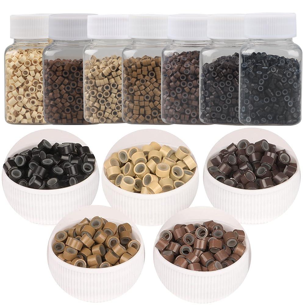 GlamorDove GlamorDove Hair Extension Tool 4.5mm Micro Beads 1000Pcs Hair Extension Microlink Beads Rings Silicone Aluminum Beads for Extension Tinsel Weft Extension