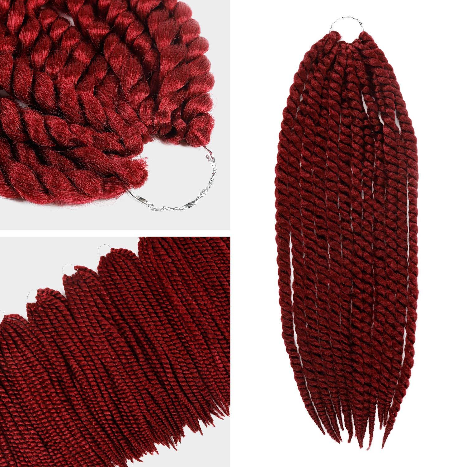 AU-THEN-TIC AU-THEN-TIC Jumbo Senegalese Twist Crochet Hair, 24 Inch, 6 Pack, Synthetic Extensions for Havana and Mambo Twist Styles, (BURG, Burgundy)