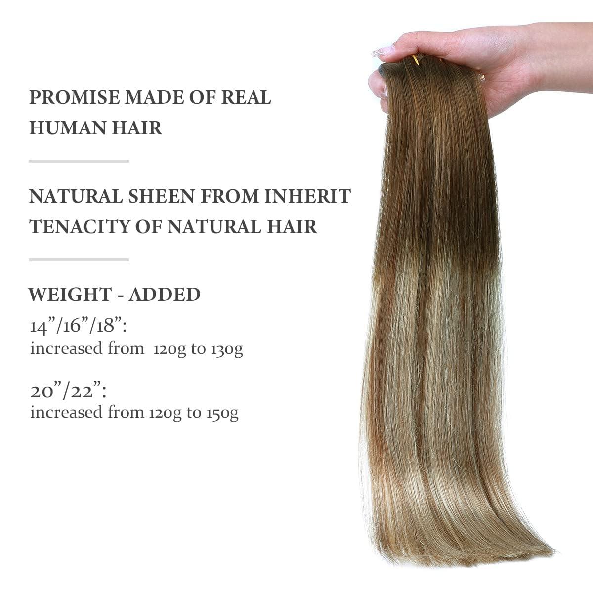 hotbanana HOTBANANA Clip in Hair Extensions 24 inch 160g 7pcs Walnut Brown to Ash Brown and Bleach Blonde Clip in Remy Human Hair Extensions Straight Hair Invisi Edge Clip Hair Full Head