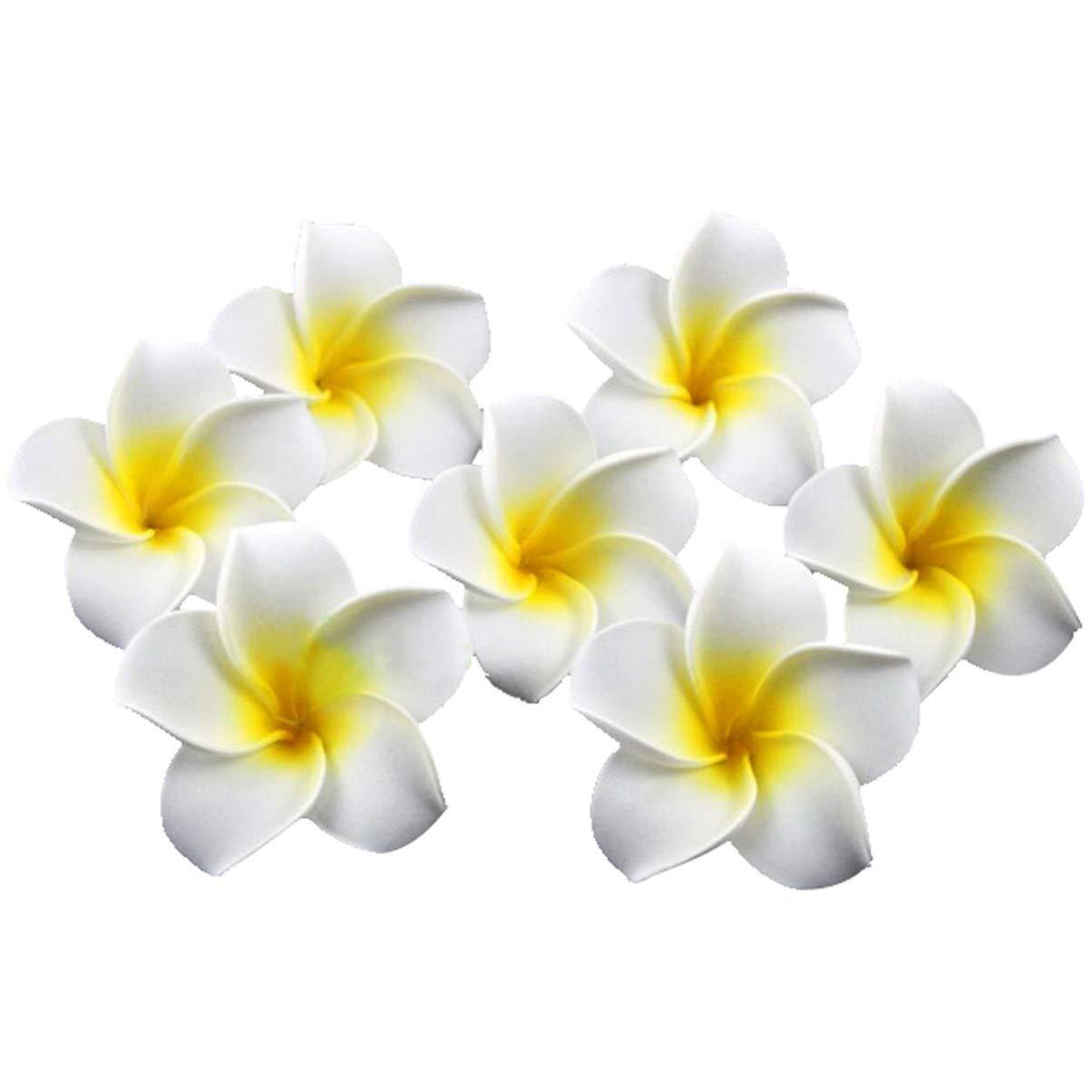 Beaupretty 100pcs Wedding Flower Frangipani Flower Fresh Flower Leis Artificial Frangipani Hawaiian Flowers Hawaiian Flower Hair Flower Hair Wreath Flower Hair Clips Foam Diy Bride White 6cm