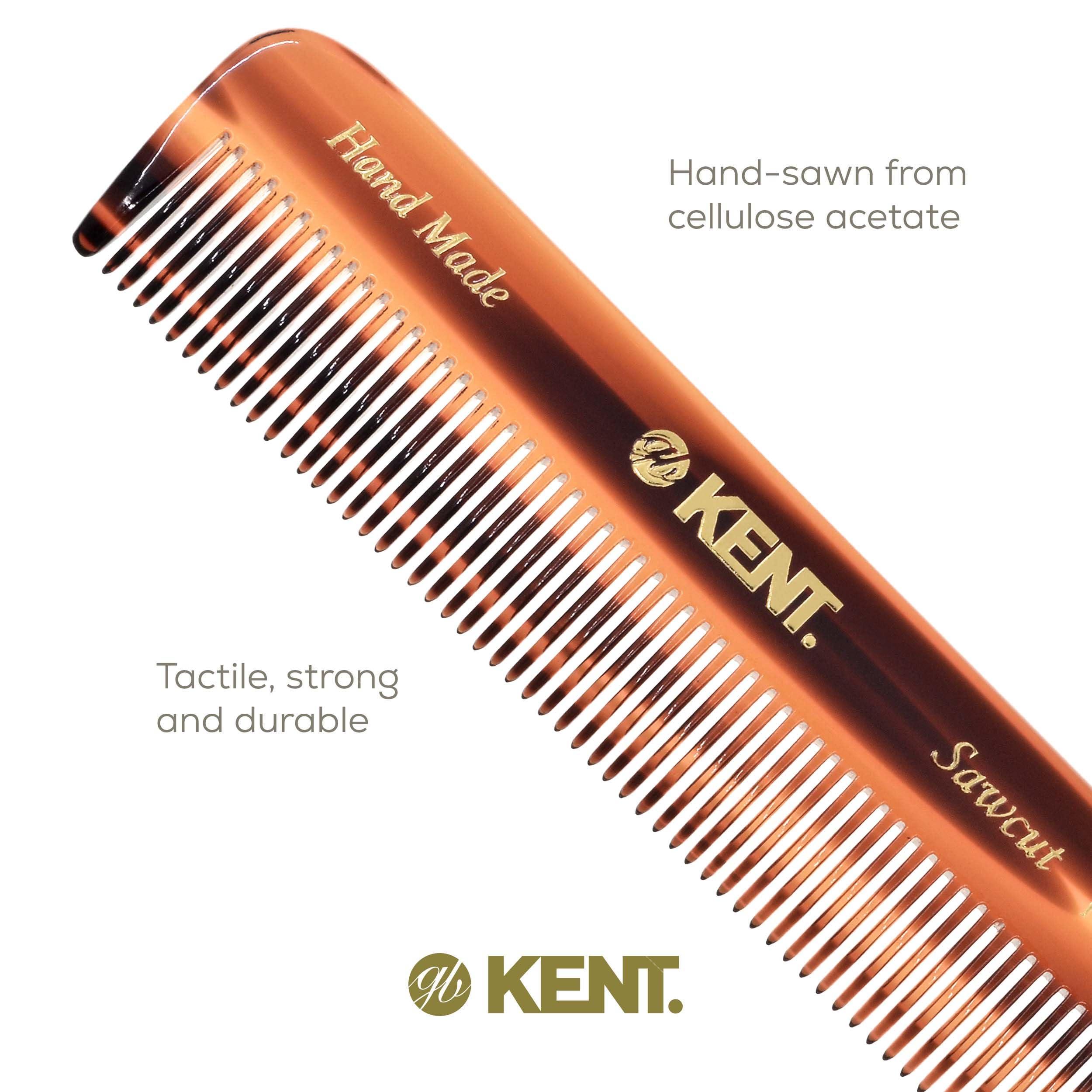 KENT Kent A FOT Handmade All Fine Tooth Pocket Comb for Men, Hair Comb Straightener for Everyday Grooming Styling Hair, Mustache and Beard, Use Dry or with Balms, Saw Cut and Hand Polished, Made in England