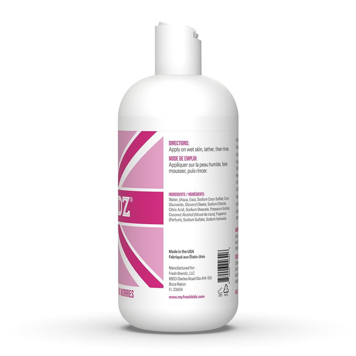 Fresh Kidz Fresh Kidz Body Wash for Kids and Teens - Gentle Bath and Shower Cleanser for All Skin Types - Girls Pink, 16.9 Fl.Oz.