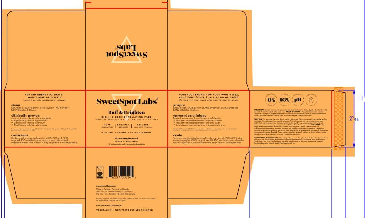 SweetSpot Labs SweetSpot Labs Ingrown Hair Removal Kit | Razor Bump & Ingrown Hair Treatment For Bikini Area, Body & Underarms | Safe for All Skin, Bump Eraser and Buff and Brighten Pads Set