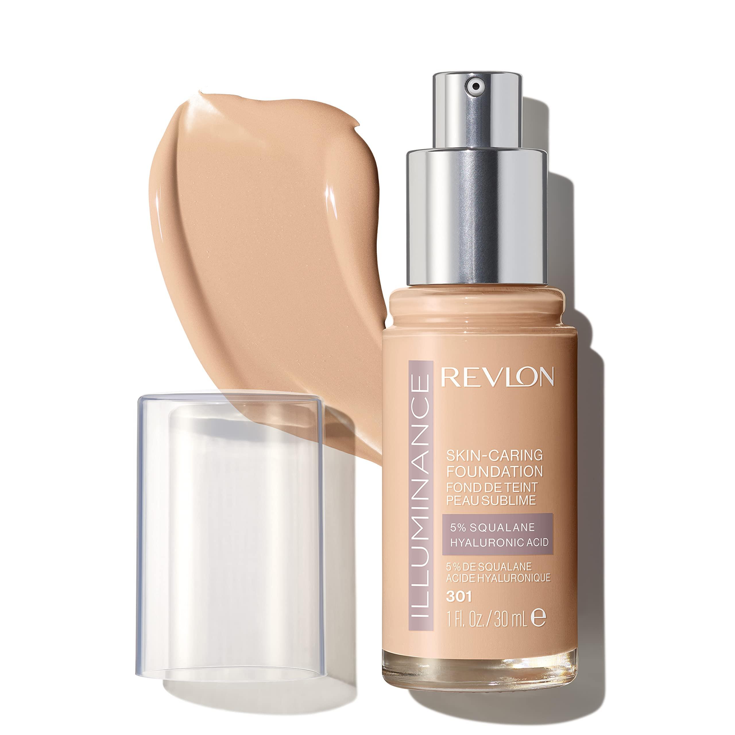 REVLON Revlon Illuminance Skin-Caring Liquid Foundation, Hyaluronic Acid, Hydrating and Nourishing Formula with Medium Coverage, 301 Cool Beige, 1 fl oz