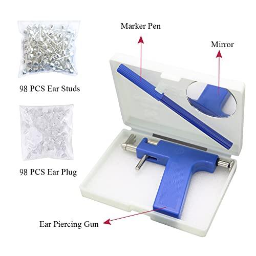 Hotorda Hotorda Ear Piercing Gun Tool Professional Ear Body Pierce Piercing Gun Reusable Tools Beauty Kit Set Painless Hole Piercing Machine with 98Pcs Stainless Steel Ears Studs for Ear Nose Navel…