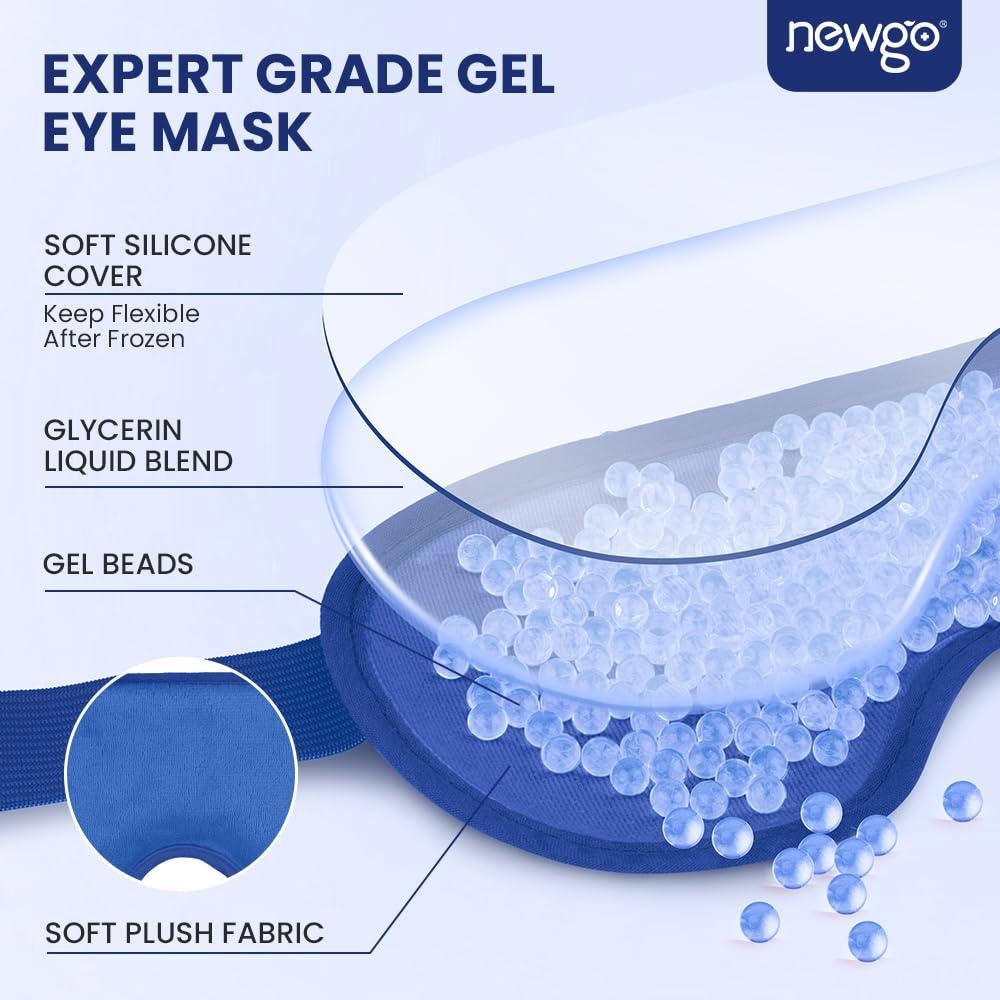 NEWGO NEWGO Cooling Eye Mask Cold Eye Mask for Dry Eyes, Gel Eye Mask Ice Eye Mask Frozen Reusable Eye Ice Pack Cold Eye Compress for Eye Surgery, Skin Care - Navy Blue