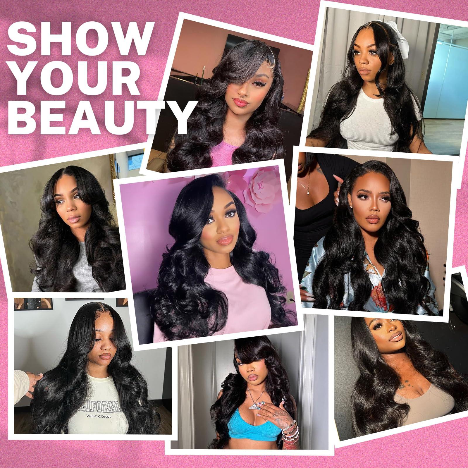 Beauty Queen Beauty Queen 16A Body Wave Bundles Human Hair 26 28 30 Inch 100% Unprocessed Thick Human Hair Bundles Brazilian Weave 3 Bundles Remy Virgin Hair Extensions Natural Color For Women