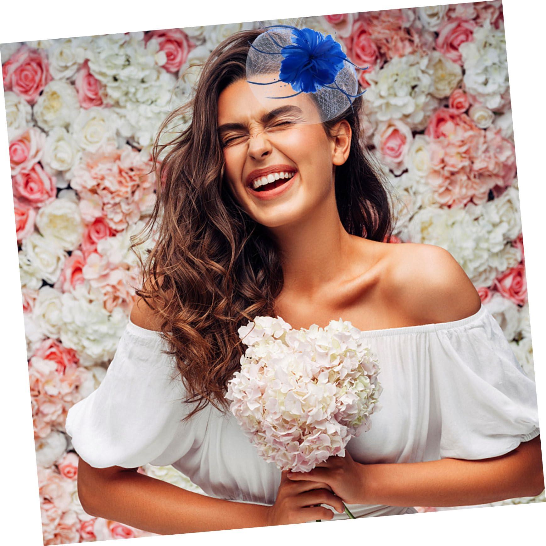 Healeved Healeved 1pc Feather Hairpin Hair Clip Wedding Hair Accessories Hair Pin Headbands Pink Hair Ties Wedding Headband Party Headdress Feather Hairpin Women Headdress Mesh Blue