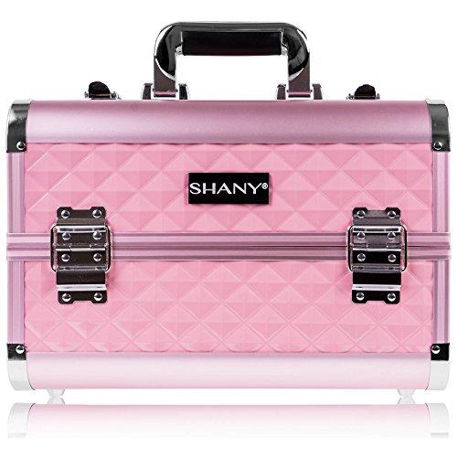 SHANY SHANY Premier Fantasy Professional Makeup Train Case Cosmetic Box Portable Makeup Case Organizer Jewelry storage with Locks, 3 Trays, Makeup Brush Holder and Cosmetics Mirror - Pink Diamond