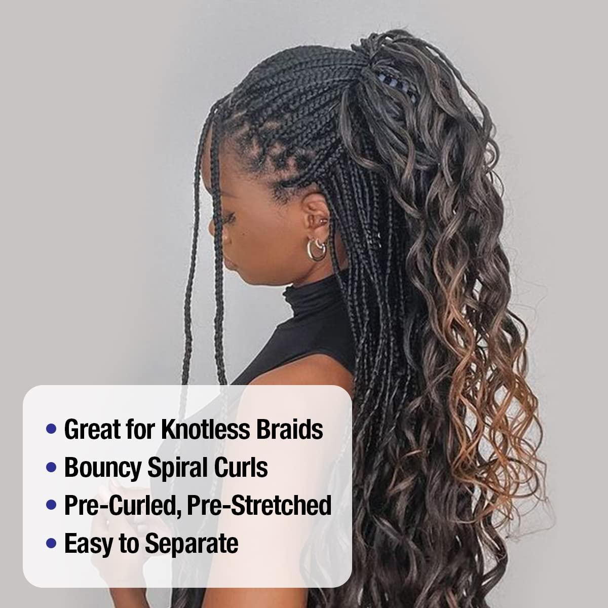 AU-THEN-TIC AU-THEN-TIC French Curly Braiding Hair 22 Inch French Curl Wavy Braids Spiral Curl Bouncy Braiding Hair for Goddess Box Braids Crochet Hair Extensions (9 Bundles (Pack of 3), P4/30/613)