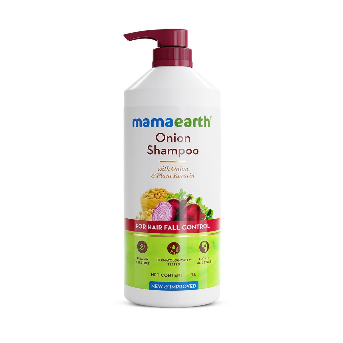 MAMAEARTH MAMAEARTH Onion Shampoo for Hair Growth & Loss Control | Moisturizing Gentle Scalp Cleanser with Plant Keratin | Sulfate & Paraben Free | 33.81 Fl Oz (1L)