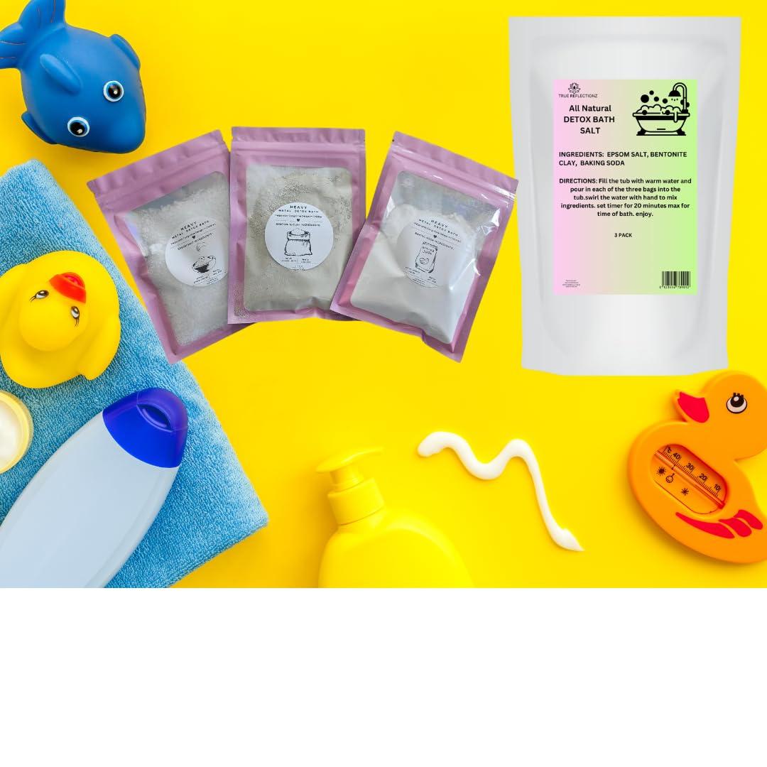 True Reflectionz Natural Bath Detox Heavy Metal Detox Bath Helps with congnitive Delays in Kids No Measuring Required Remove Heavy Metal from Body Remove toxins Epsom Salt, Healing Clay Aluminum Free Baking soda 4lb