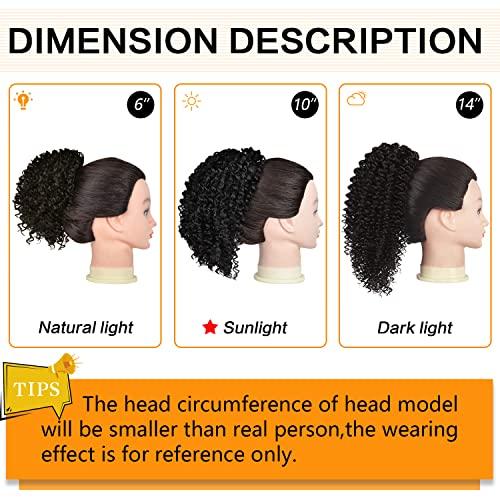 PEACOCO PEACOCO Short Curly Ponytails Drawstring Ponytail Hair Piece for Black Women, 6 Inch Kinky Pony Tail Extension for kids black girls (1BT27)
