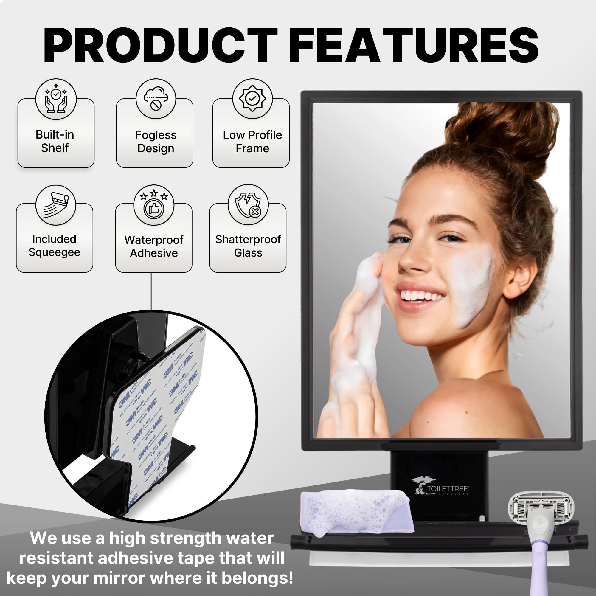 ToiletTree Products ToiletTree Products Fogless Shower Mirror - Anti-Fog Mirror - Adjustable Shaving Mirror with a Squeegee - Rust-Proof, Impact-Resistance Bathroom Shower Mirror - Tall