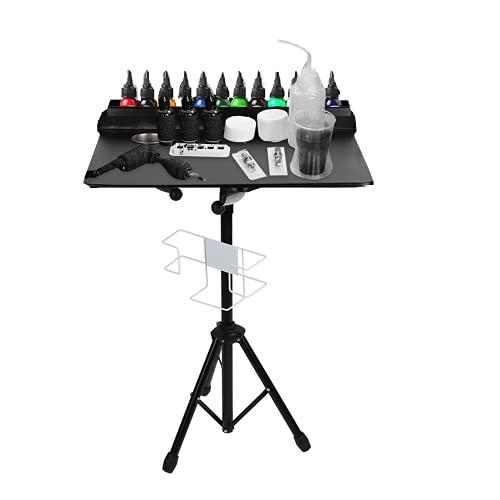Zoternen Tattoo Workstation, Height Adjustable Salon Service Tray Portable Detachable Tripod Stand Tattoo Desk Table Tattoo Mobile Work Station Stand for Beauty Salon Tattoo Equipment
