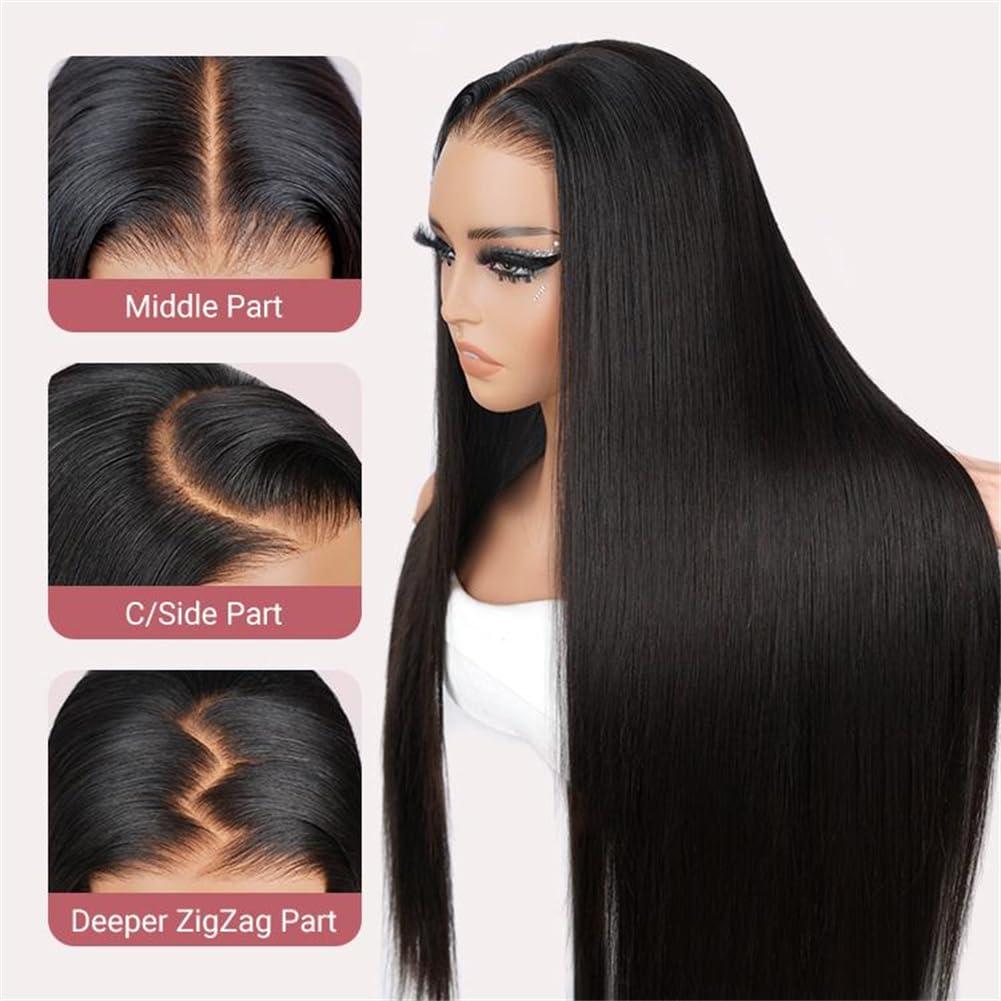 Wiggins Wiggins Hair Ready And Go Glueless Wig Pre Cut Straight 5x7 Lace Closure Wig Human Hair Pre Bleached Pre Plucked Human Hair Wig Beginner Friendly 14 Inch