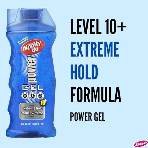 Dippity Do Dippity Do Power Gel - Men\'s Strong Hold Hair Gel - High Shine, Natural Feel and Non-Flaking - Formulated with Panthenol, Argan Oil, Olive Oil and Tea Tree Oil - 350 mL/11.8 fl oz