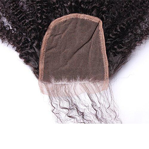 beauty youth Afro Kinky Curly Lace Closure Human Hair 4"x4"Size Free Part Top Full Frontal Closure Piece with Baby Hair Remy Hair Extension 10"inch