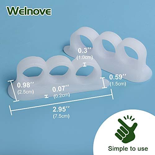 Welnove Welnove Hammer Toe Crests Straightener 4 Pcs Gel Toe Support Pads Cushion(3 Loops White) Relief for Overlapping-Curled-Hammer-Claw Toes