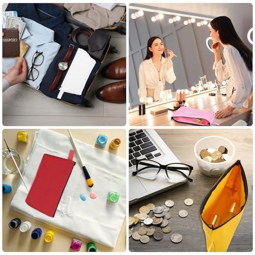 uxcell uxcell Canvas Makeup Bags, 30 Pcs Travel Cosmetic Bags Bulk, Multipurpose Plain Toiletry Zipper Pouches Blank DIY Craft Bags Pencil Bag for Women Teens, Purple